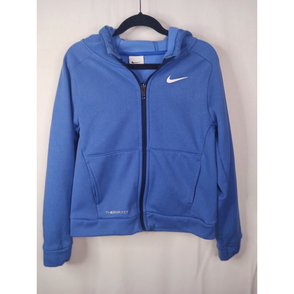 NIKE THERMA-FIT BLUE ZIP FRONT HOODIE SWEATSHIRT YOUTH SIZE 7
